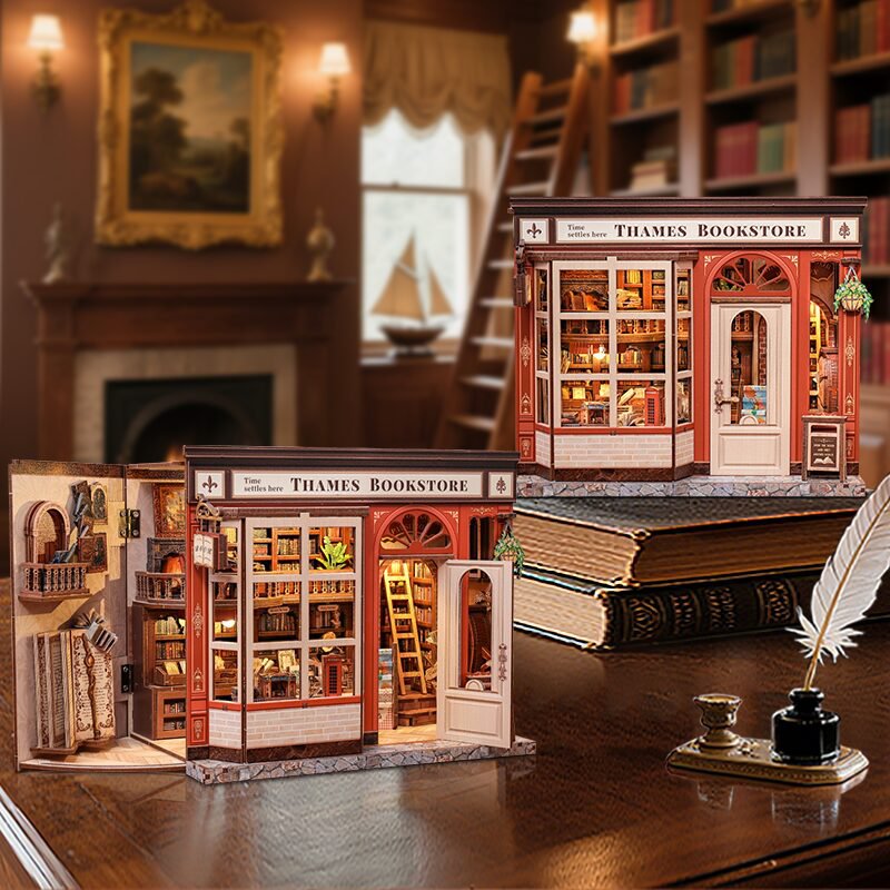 3D DIY huisje Thames Bookstore 22x14,3x17,7 cm hout