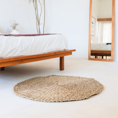 Zeegrasvloerkleed Rond 100/120 Cm Boho Beige Natuur