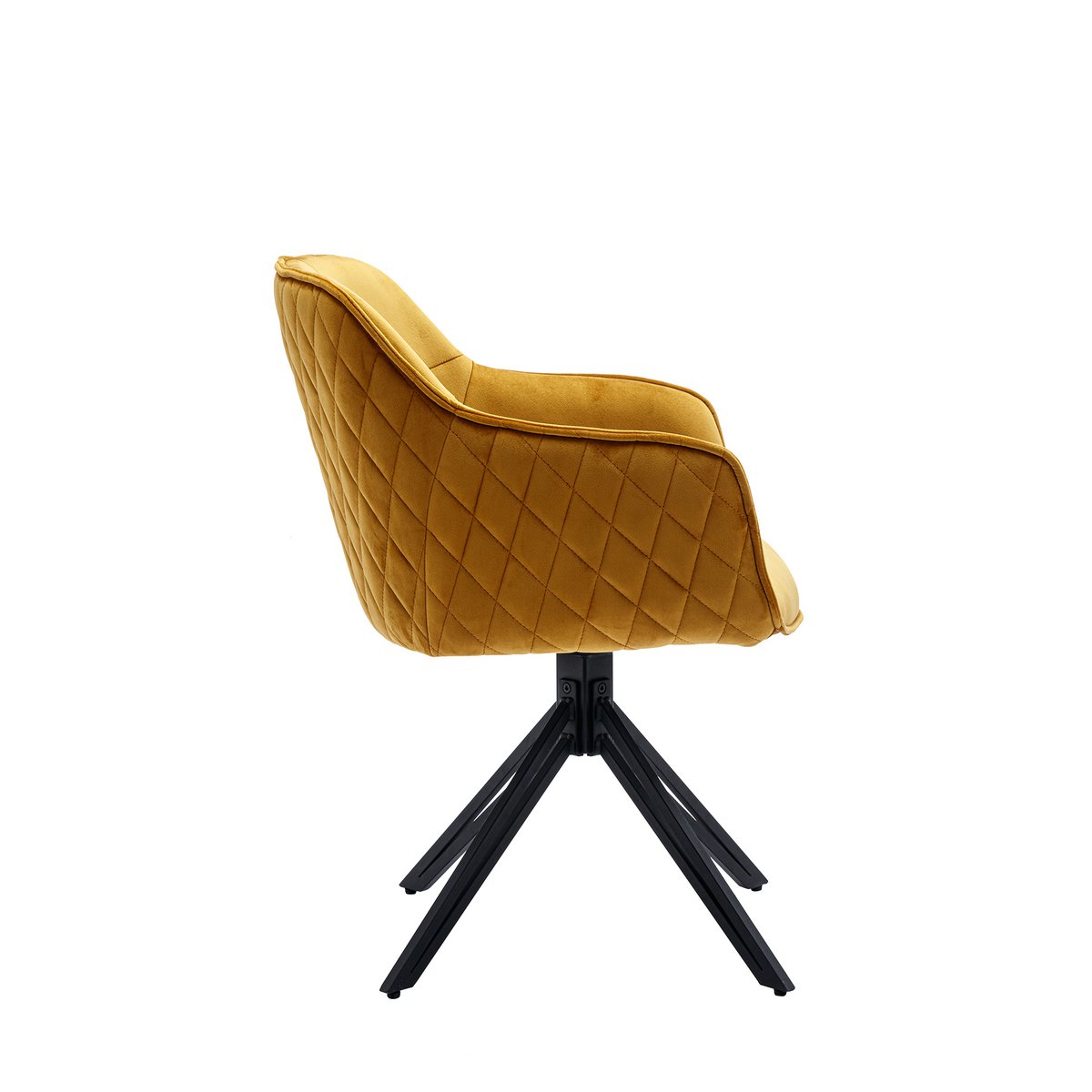 Fauteuil draaibaar fluweel geel zwart 60x59x83 cm