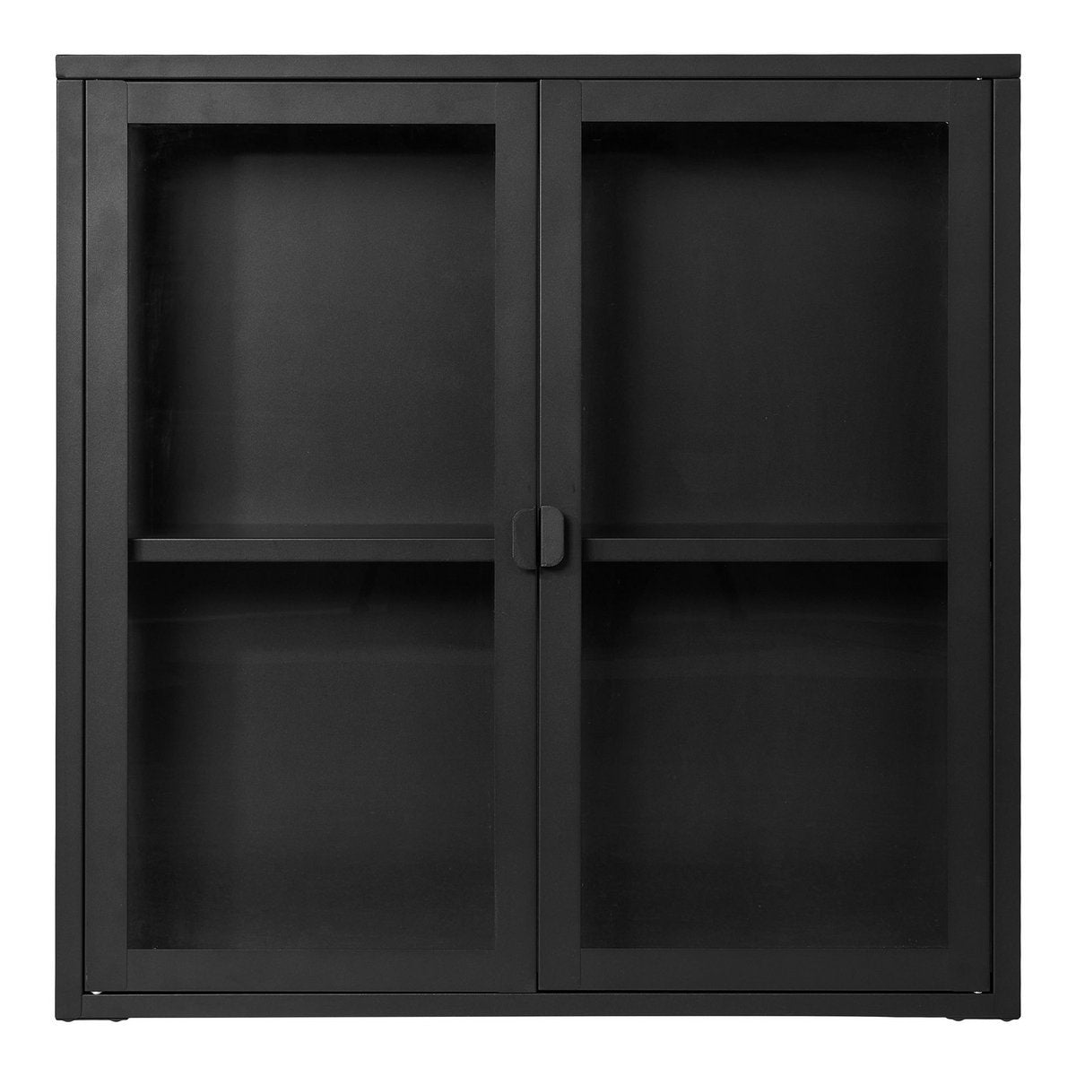 Vitrinekast 80x80x18 cm staal glas zwart