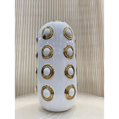 Vaas 37 cm goud wit zilver keramiek