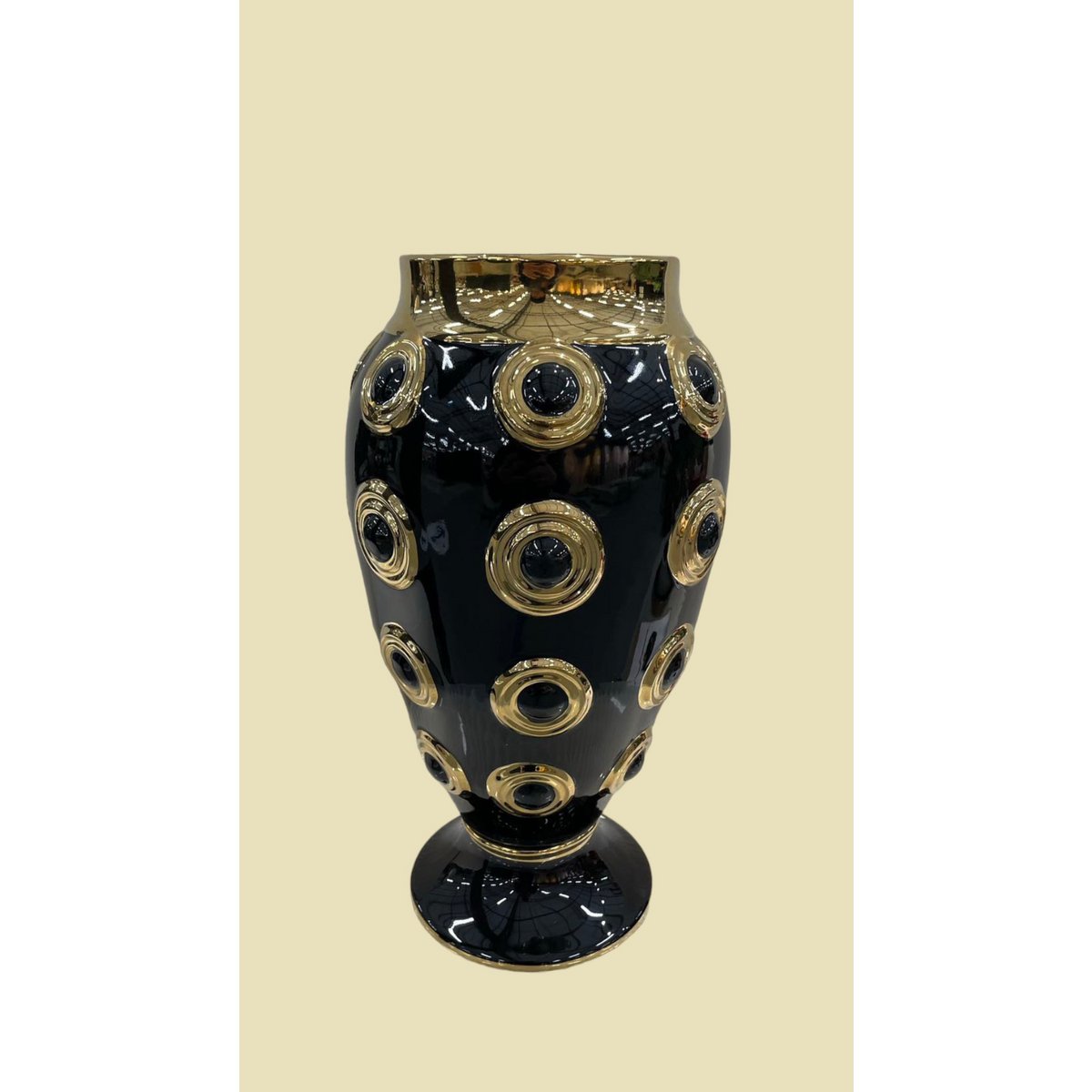Vaas keramiek goud zwart H46cm