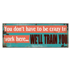 Tekstbord 36x13 cm ijzer blauw oranje