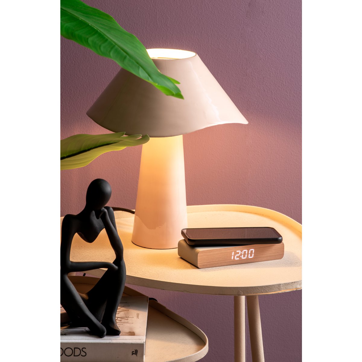 Tafellamp Ameno roze ijzer 28 cm