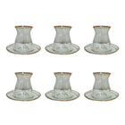 Golden Fillet Teacups Set of 6 with Transparent Saucers