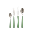 Housewife 24-Piece Silverware with Green Handles