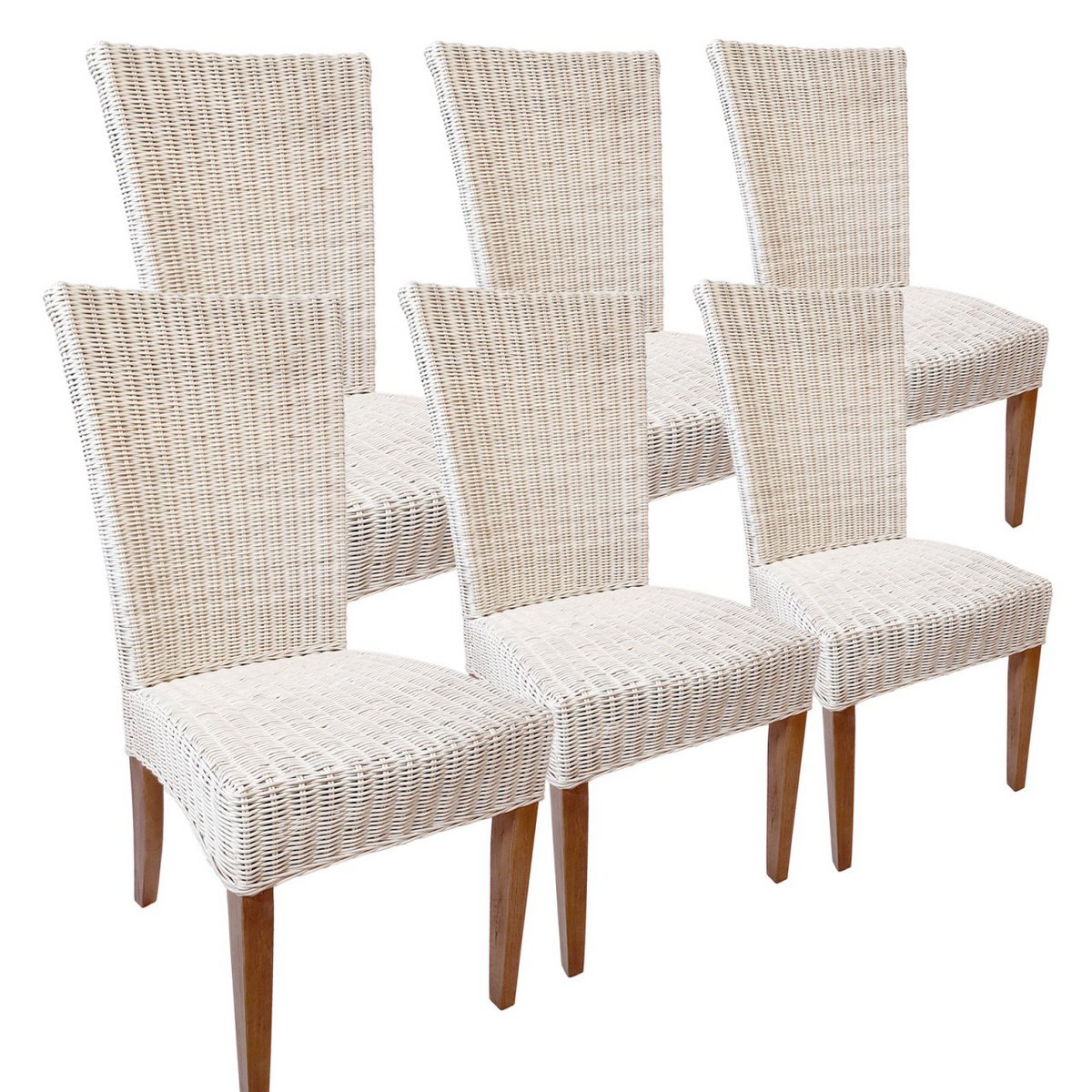 Eetkamerstoelen 6 Stuks Rattan Stoelen Cardine Wit