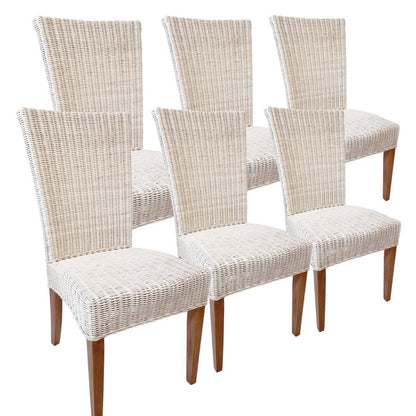 Eetkamerstoelen 6 Stuks Rattan Stoelen Cardine Wit