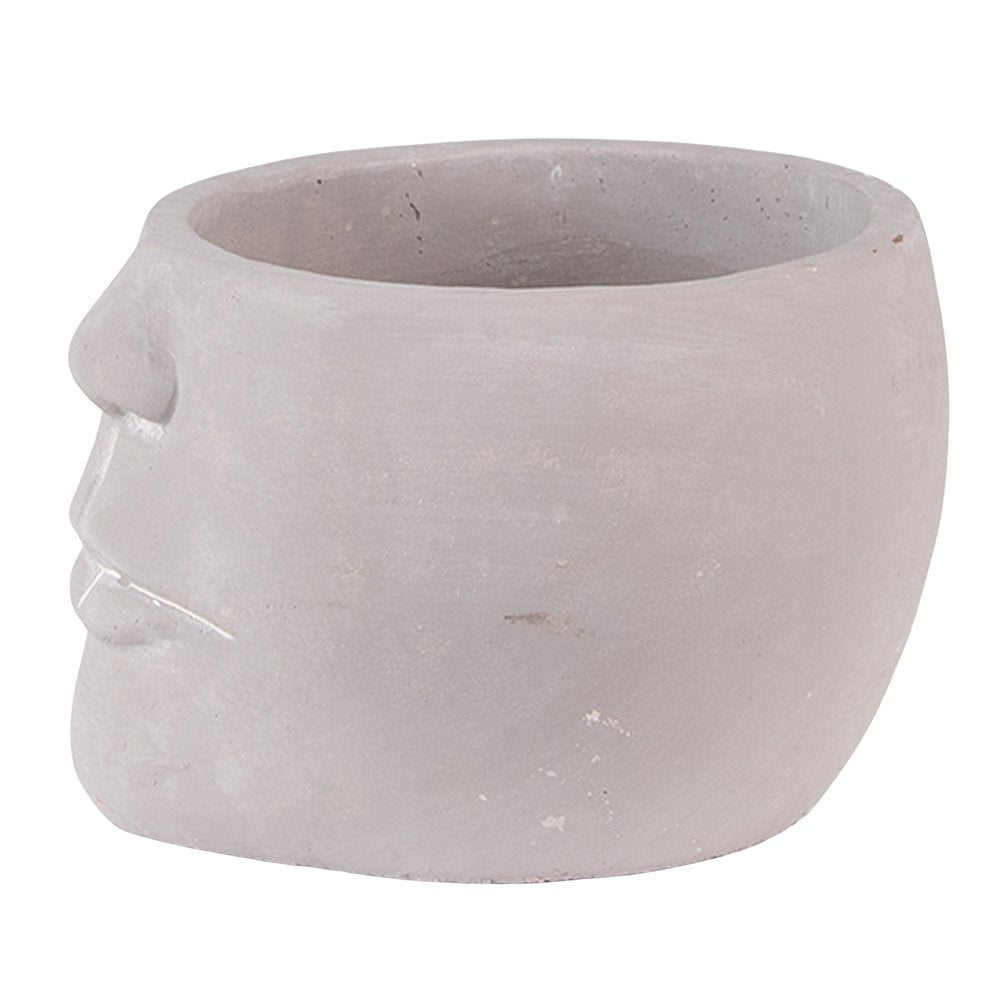 Bloempot Gezicht 17x15x10 cm Grijs Steen Bloempot Binnen