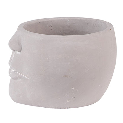 Bloempot Gezicht 17x15x10 cm Grijs Steen Bloempot Binnen