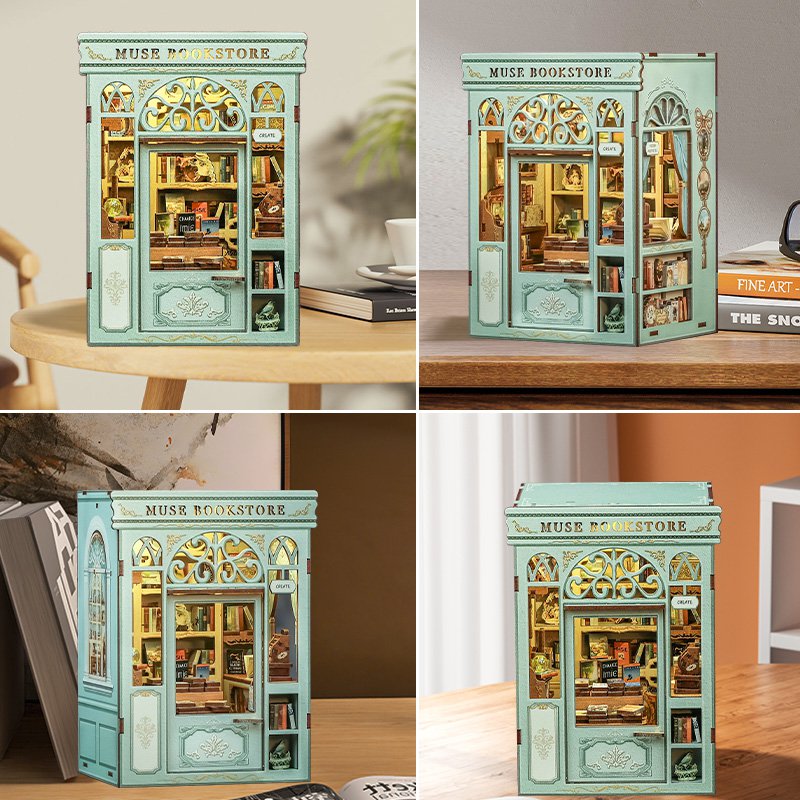 Boekenkast miniatuur 12,5x10,5x17 cm groen berkenhout