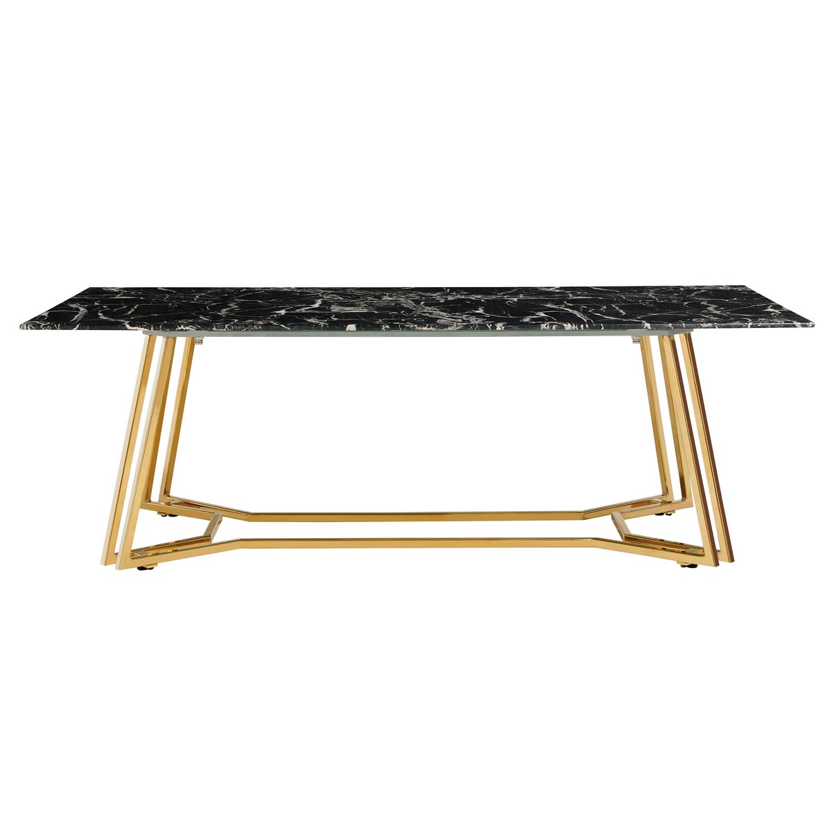 Salontafel 110x60x40 cm zwart marmerlook goud metaal