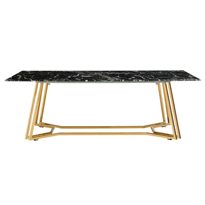 Salontafel 110x60x40 cm zwart marmerlook goud metaal