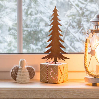 Kerstboom decoratie metaal roest 17 cm