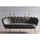 Shell 3-seater sofa in black velvet