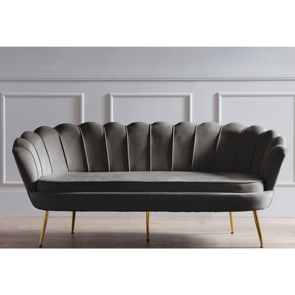 Shell 3-seater sofa in black velvet