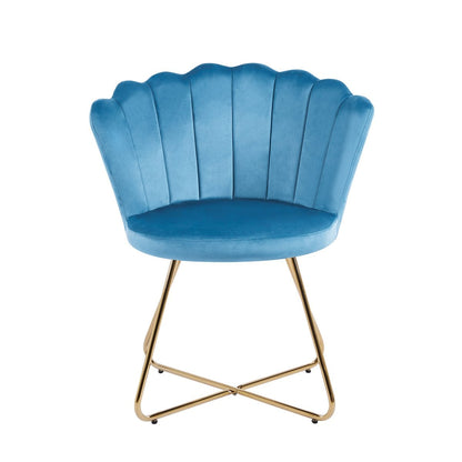 Kuipstoelen set van 2 blauw fluweel goud frame