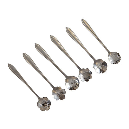 Theelepels 6 stuks zilveren bloemaccessoires