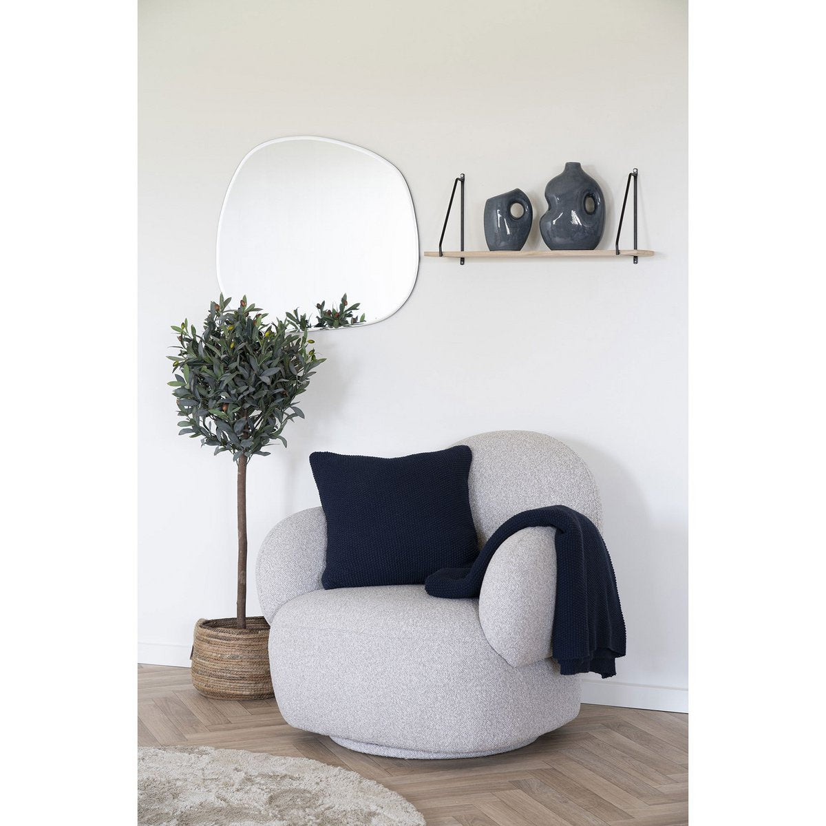 Kussen 45x45 cm donkerblauw gerecycled katoen