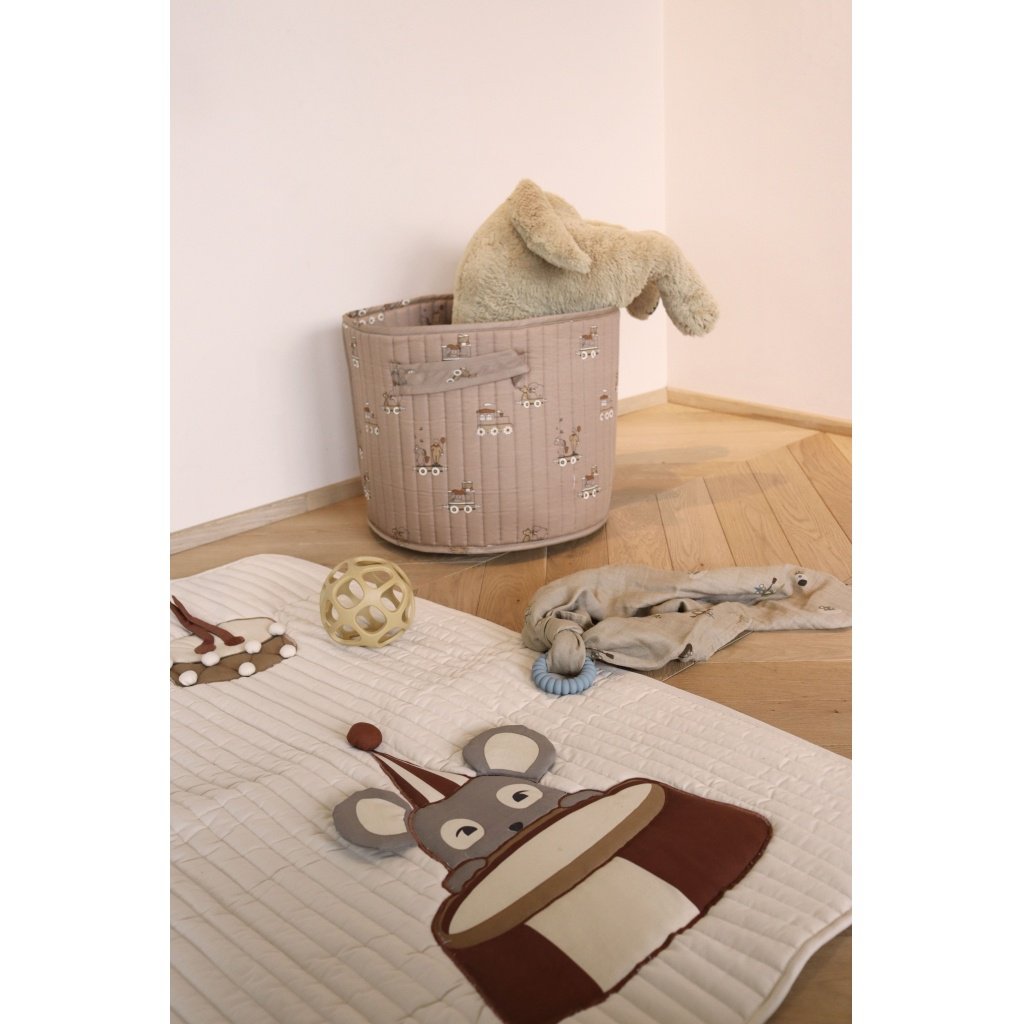 Hunter quilted storage basket - medium-carnival train