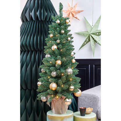 Kunstkerstboom smal 90 cm groen jute pot