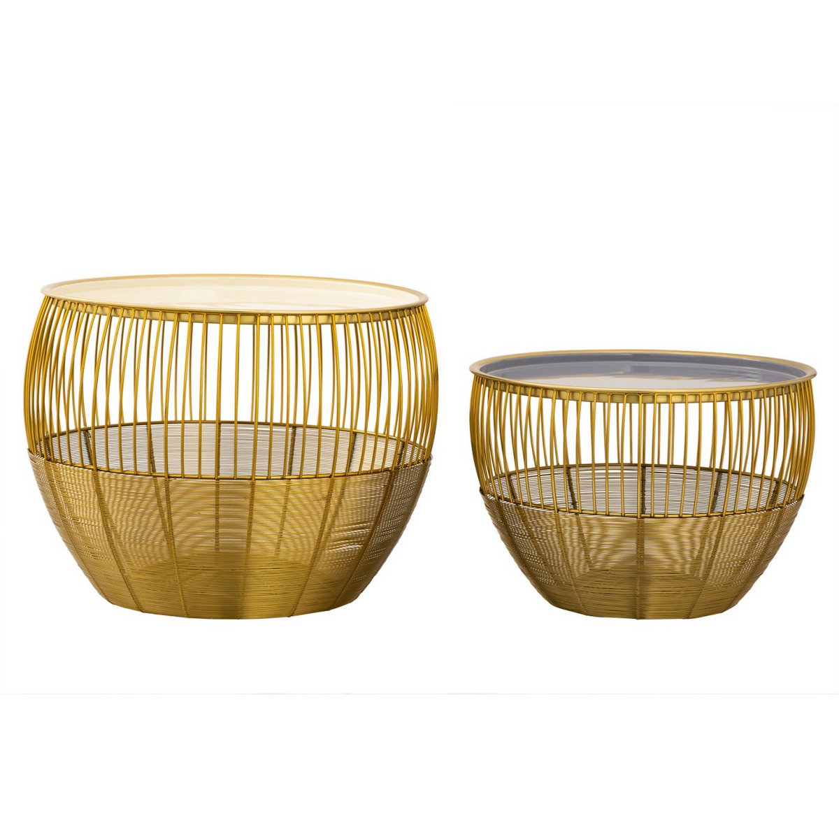 Set van 2 Ronde Bijzettafels Glamira Goud Salontafels