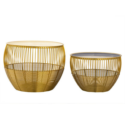 Set van 2 Ronde Bijzettafels Glamira Goud Salontafels
