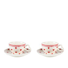 Heart-shaped tea cups and saucers - set of 2