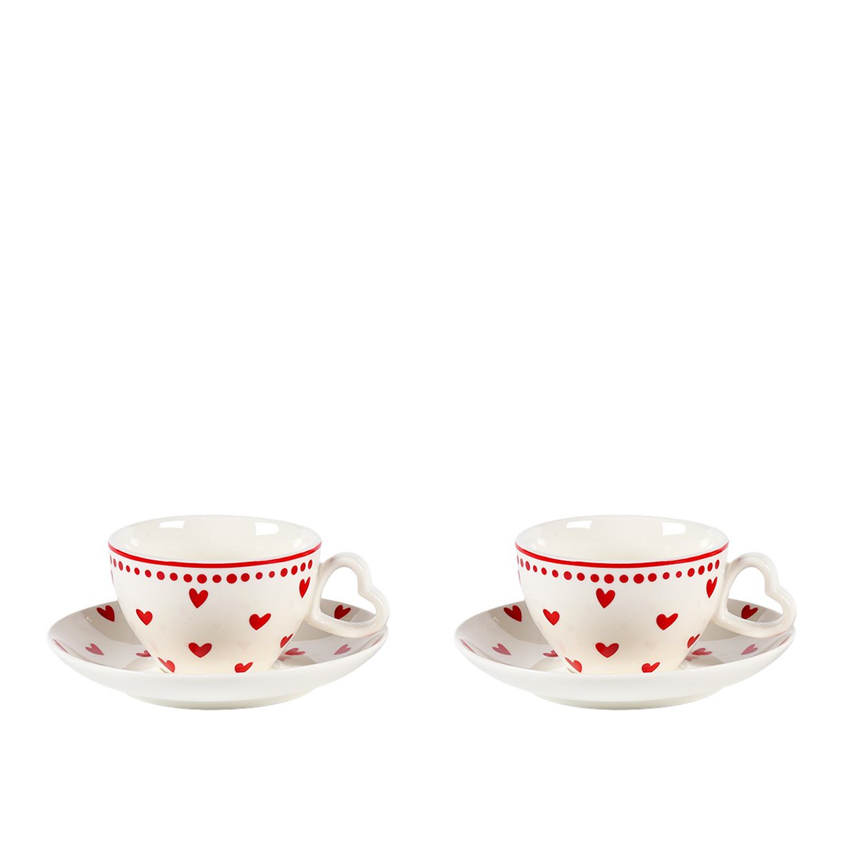 Heart-shaped tea cups and saucers - set of 2