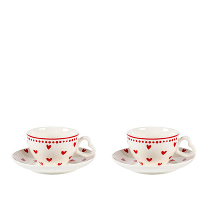 Heart-shaped tea cups and saucers - set of 2