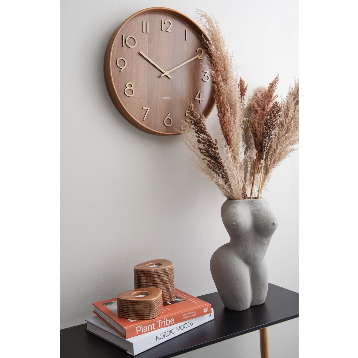 Wandklok 40 cm notenhout bruin