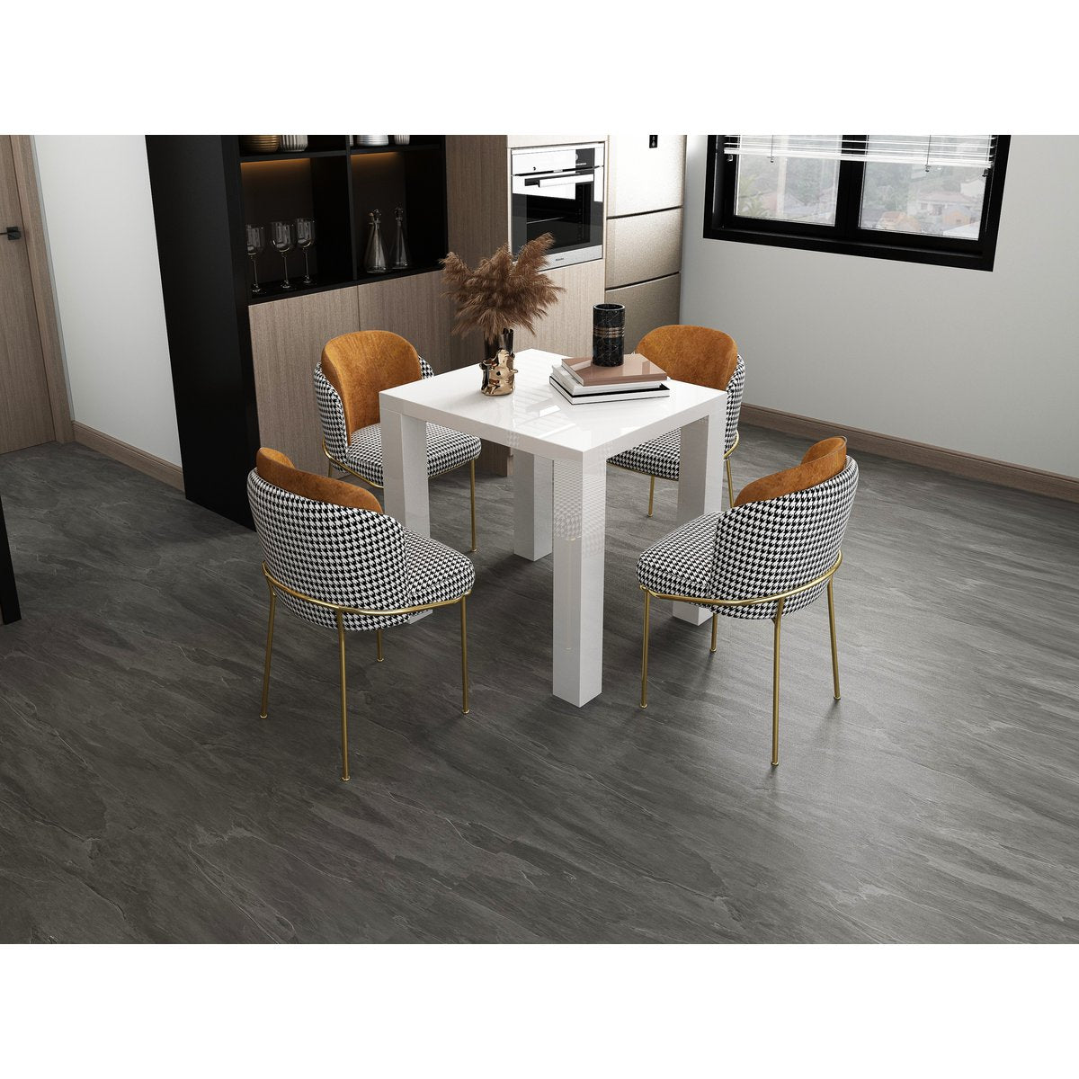 Eettafel 80x80 cm wit MDF hoogglans
