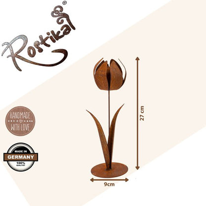 Roest decoratieve tulpen set metaal 27 cm en 30 cm