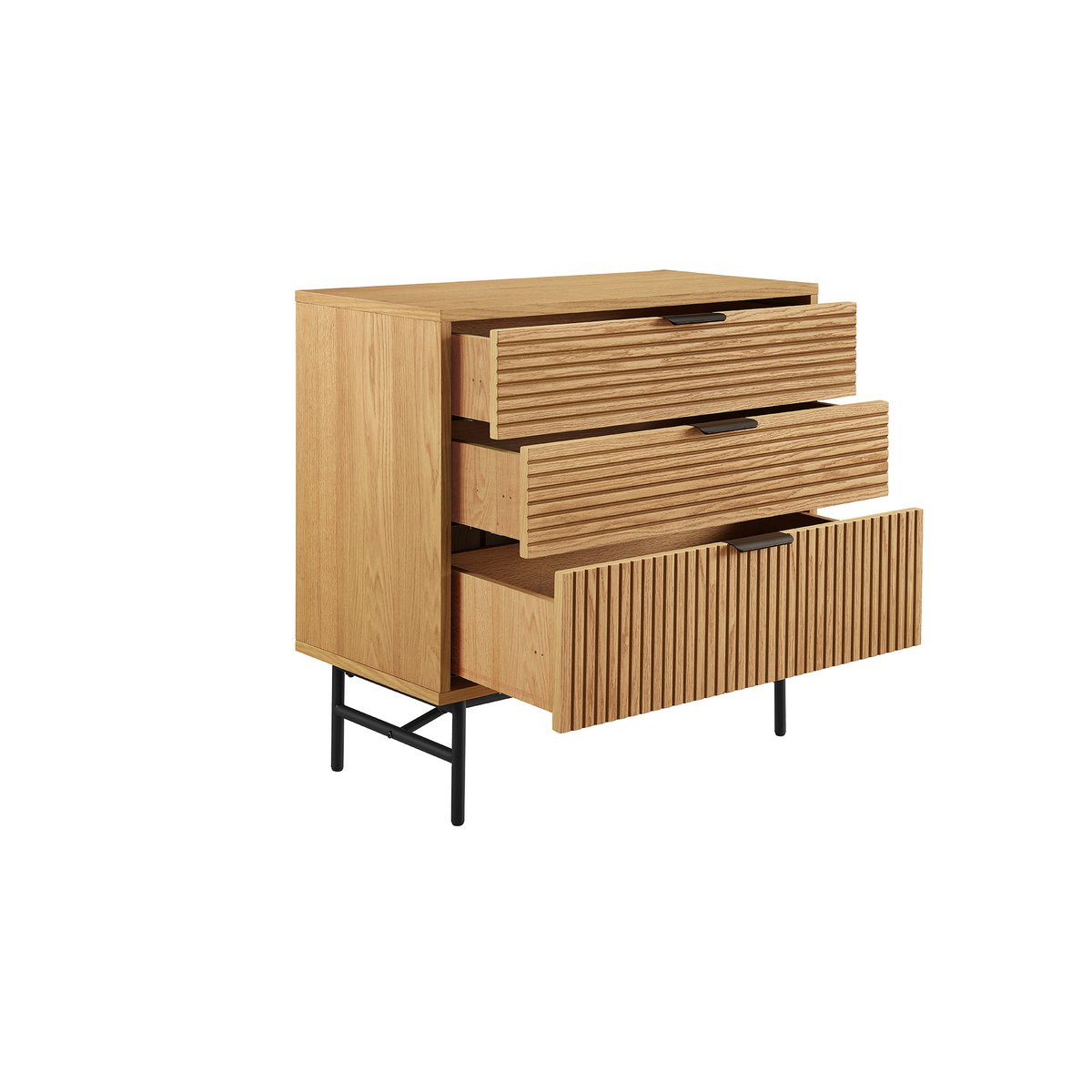 Chest of drawers 80 cm oak real wood veneer