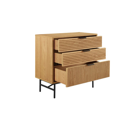Chest of drawers 80 cm oak real wood veneer