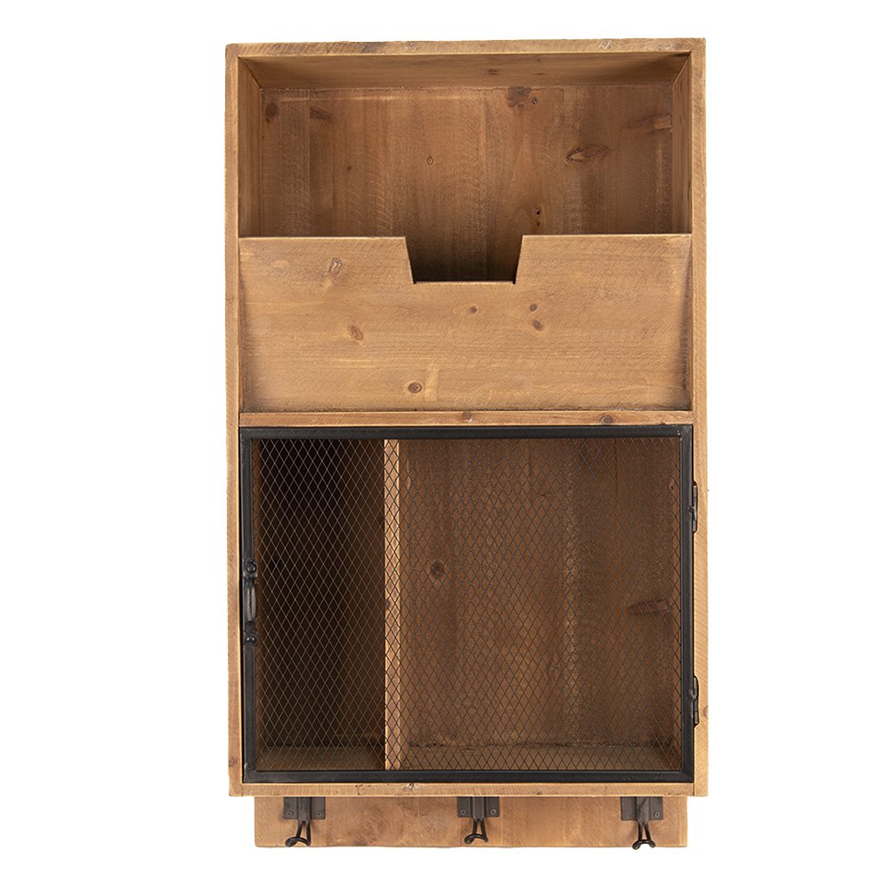 Wandrek 71 cm hout metaal bruin zwart