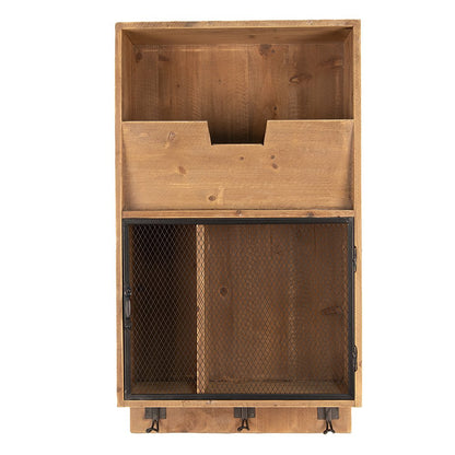 Wandrek 71 cm hout metaal bruin zwart