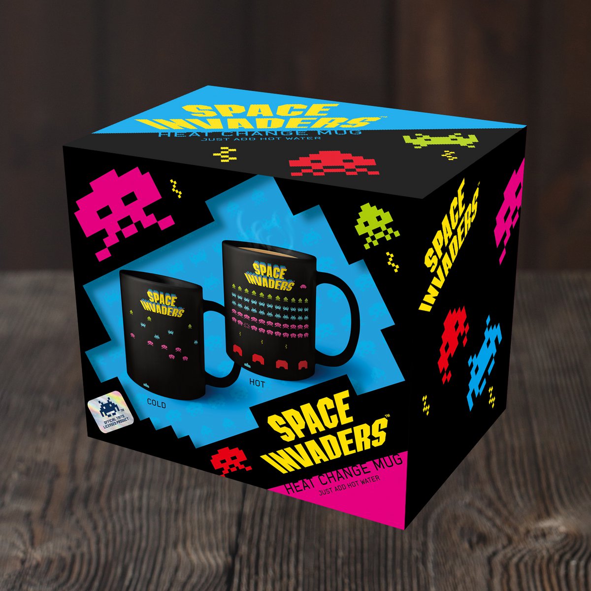 Space Invaders mok met kleurverandering
