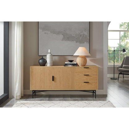 Dressoir 160 cm eikenhoutfineer zwart metaal