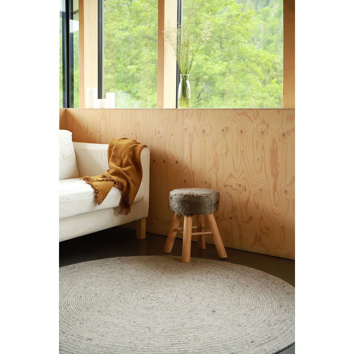 Vloerkleed rond wol katoen Ø120 cm mango