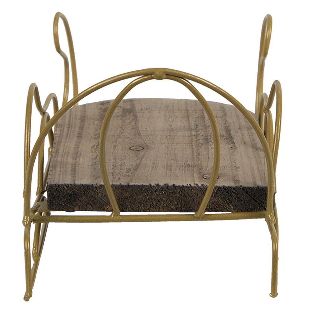 Kerstdecoratie slee 26x13x12 cm hout metaal