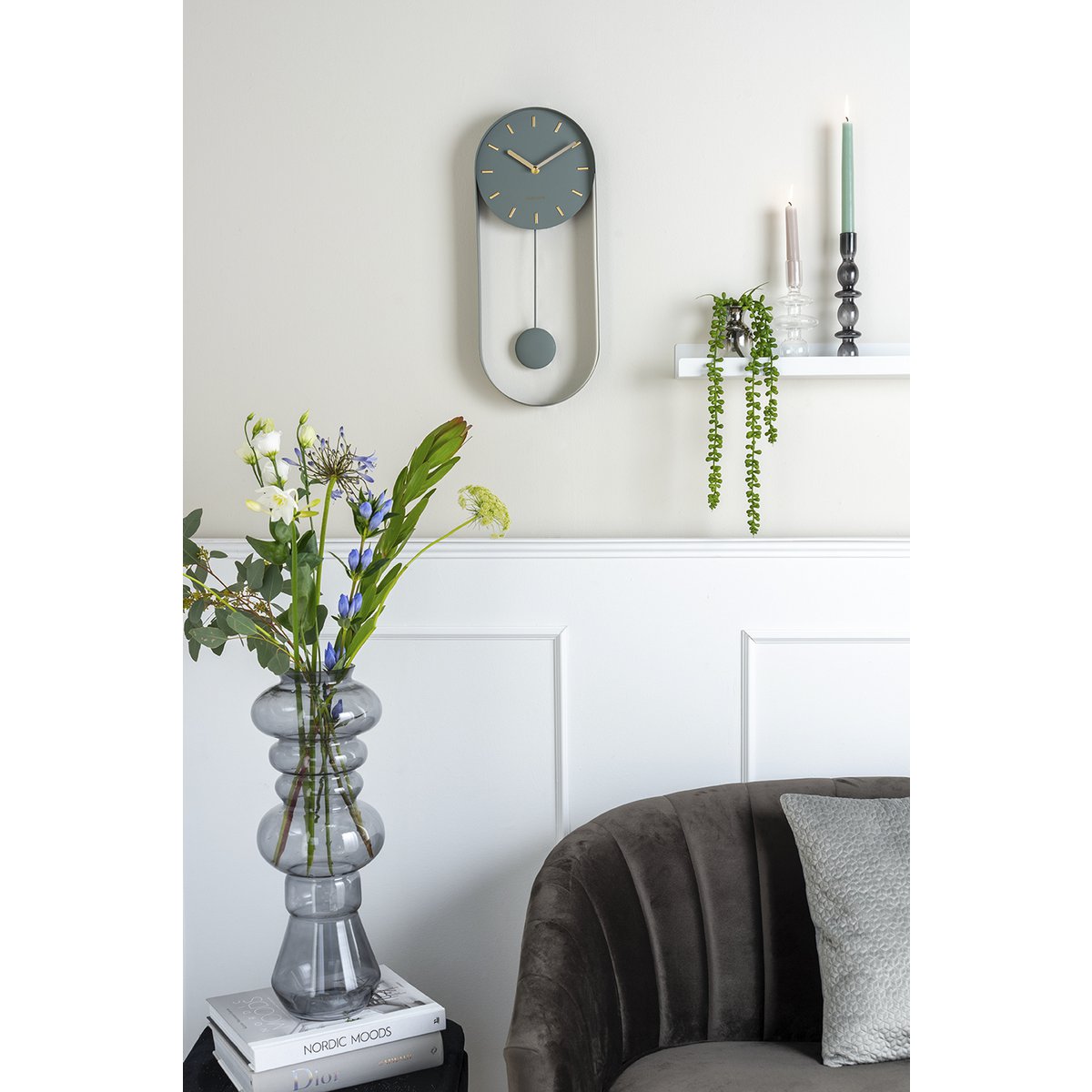 Wandklok staal zwart goud 50 cm