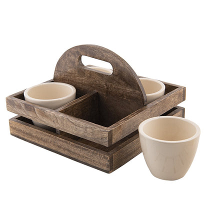 Bloempot set 4 stuks 24x24x17 cm bruin hout