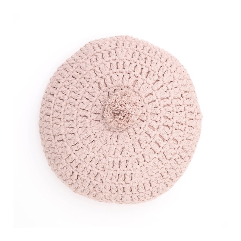 LENKA ROSE NUDE round crocheted cushion
