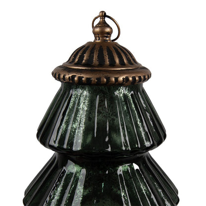 Kerstdecoratie met LED-verlichting Kerstboom Ø 16x22 cm Groen Glas