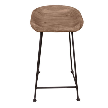 Barkruk acaciahout metaal 42x38x76 cm