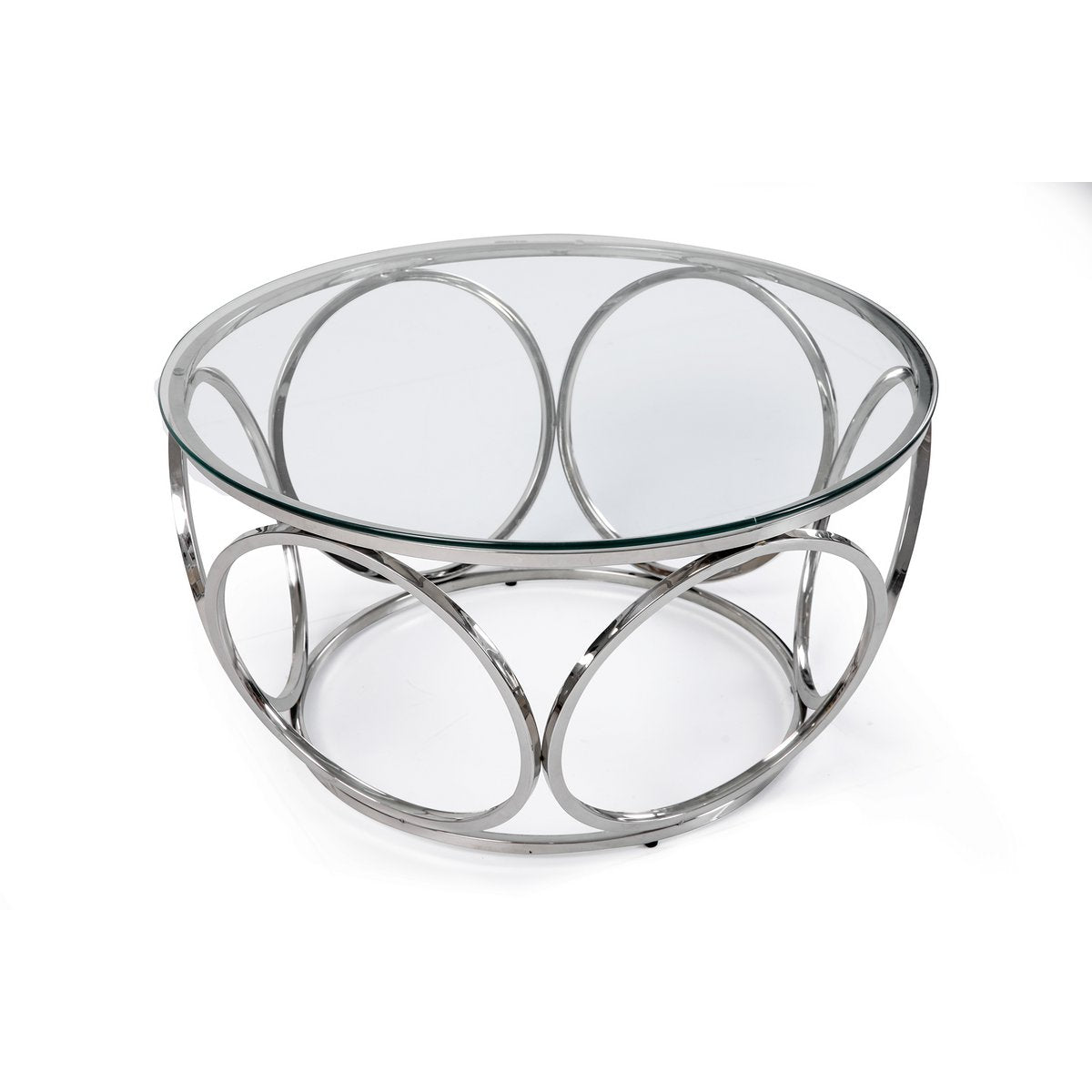 Coffee table Ø 80 cm silver/clear glass