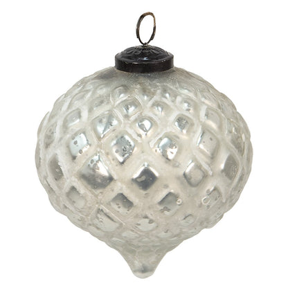 Kerstbal 12 cm zilver glas