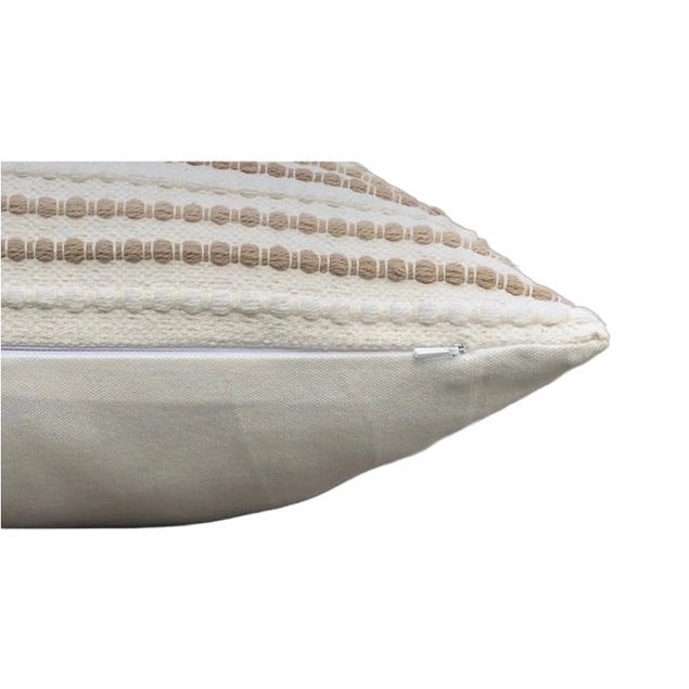 Kussenhoes 45x45 cm beige gestreept katoen