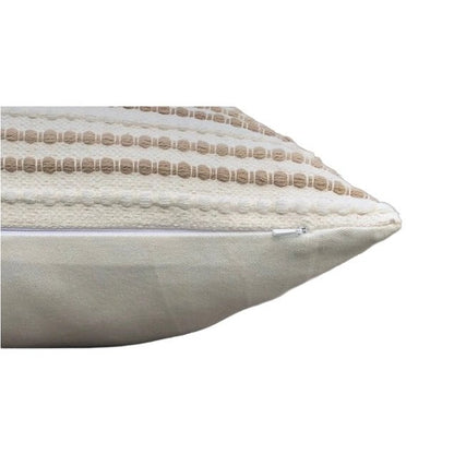 Kussenhoes 45x45 cm beige gestreept katoen